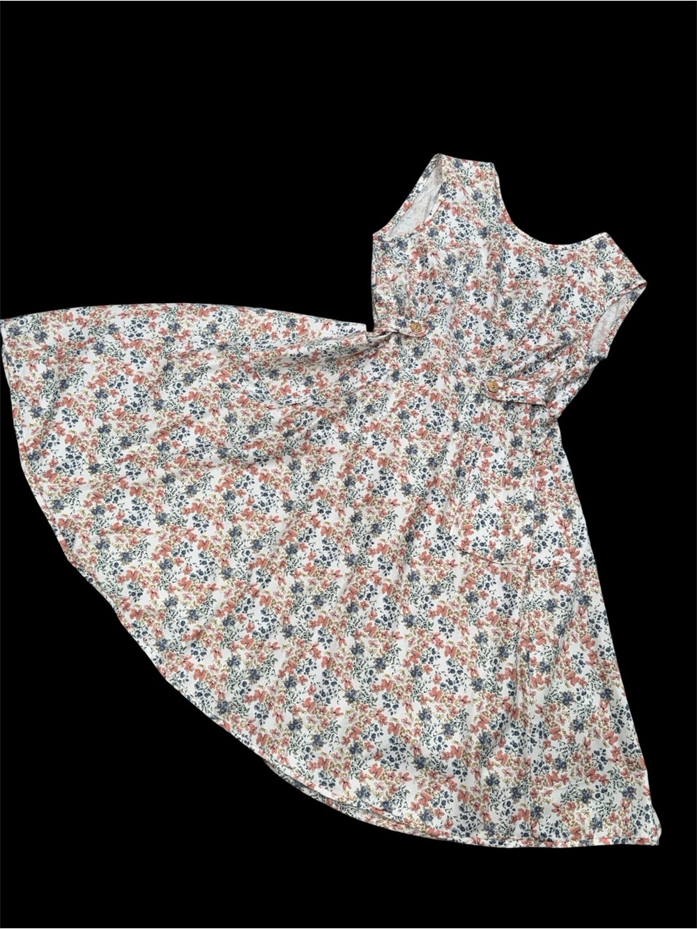 Vintage Floral Cotton Back Wrap Midi Dress - Picture 16 of 16
